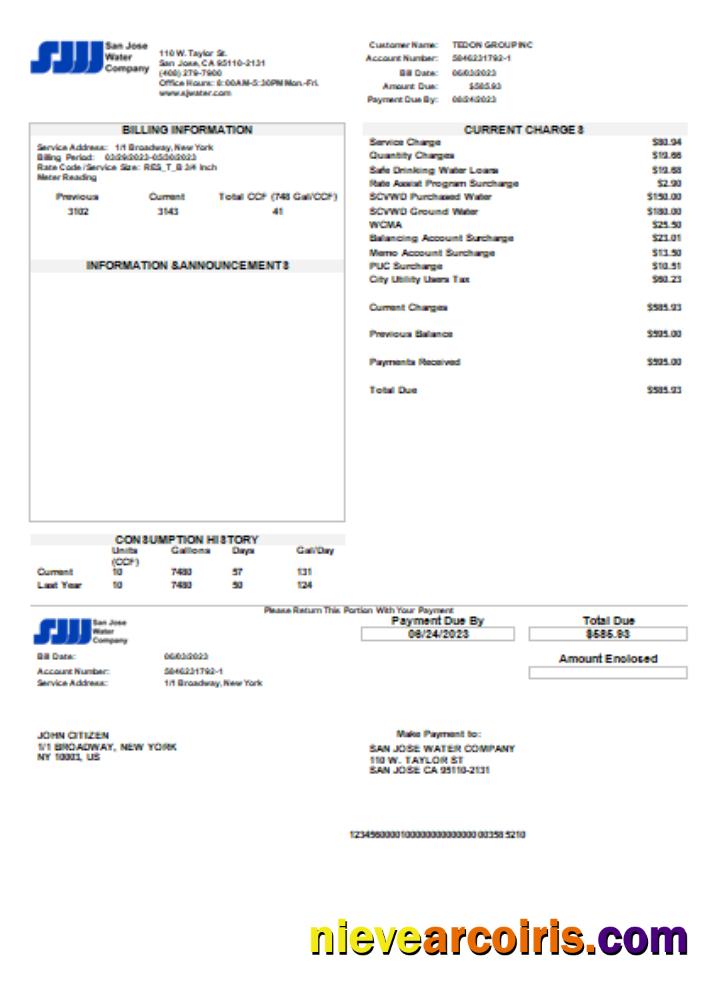 San Jose Water utility business bill
